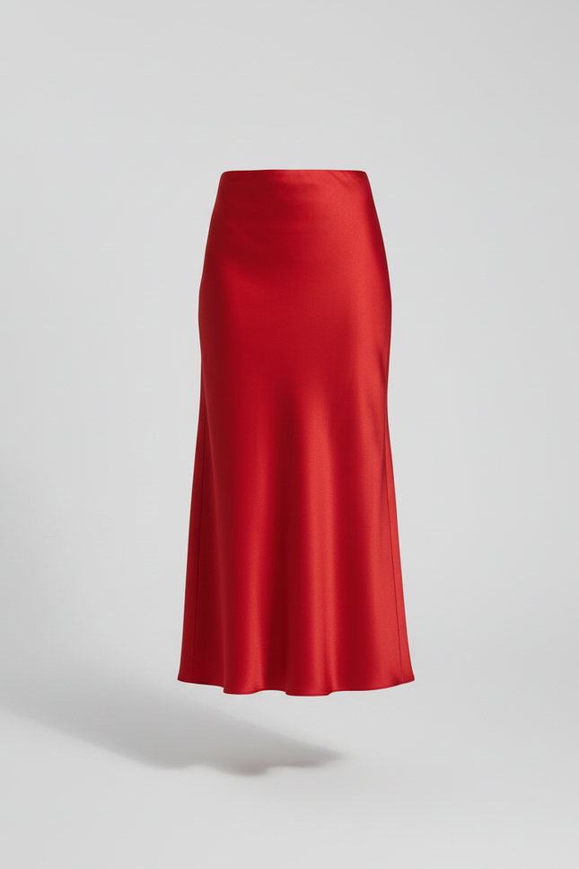 Jupe Satin Rouge Fluide Élégante Audacieuse