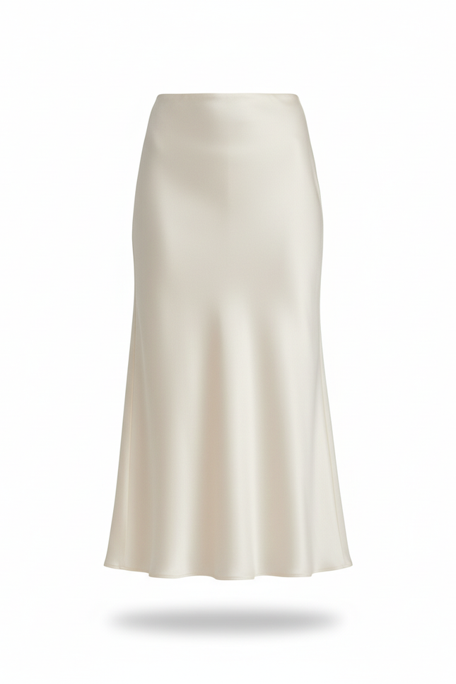 Jupe Satin Blanche Fluide Élégante Romantique