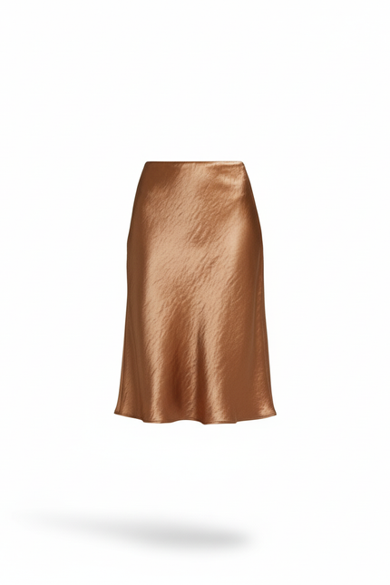Jupe Satin Bronze Texturée Élégante