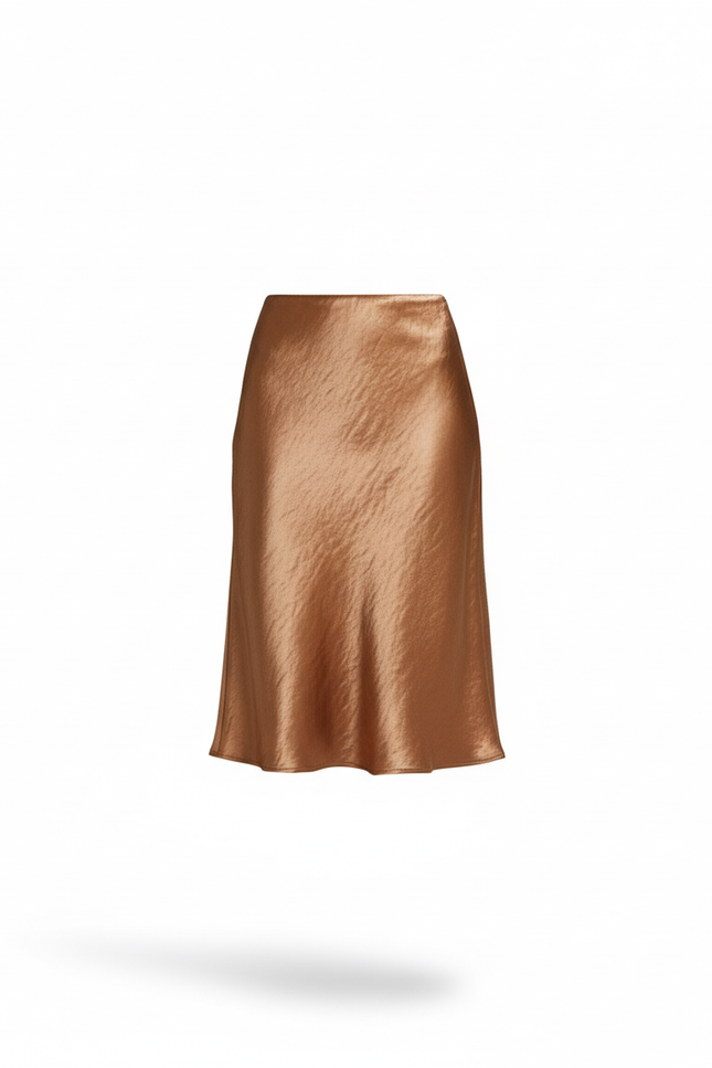 Jupe Satin Bronze Texturée Élégante