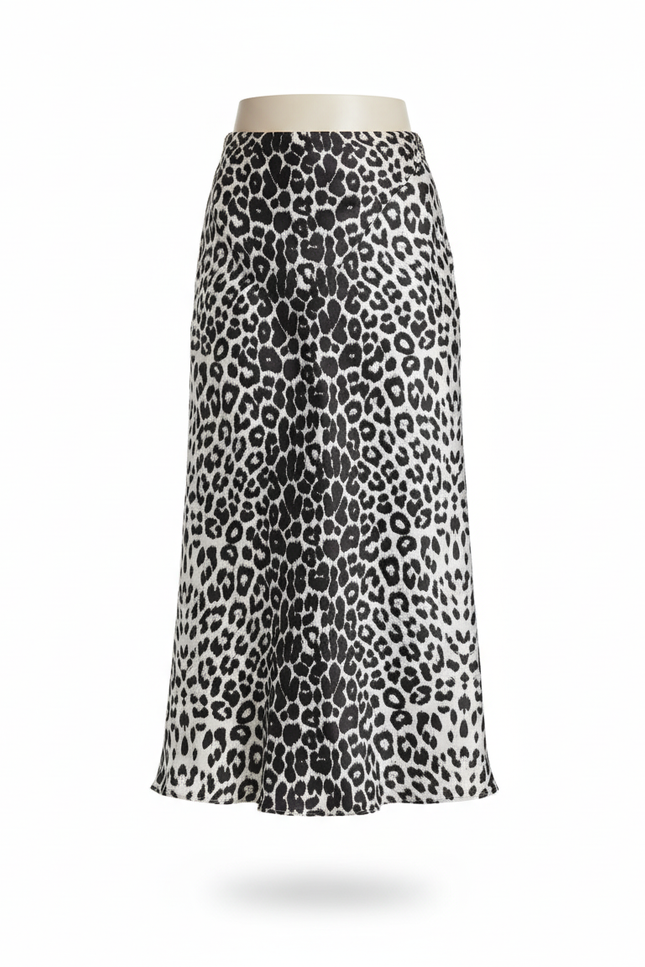 Jupe Satin Imprimé Léopard Élégante