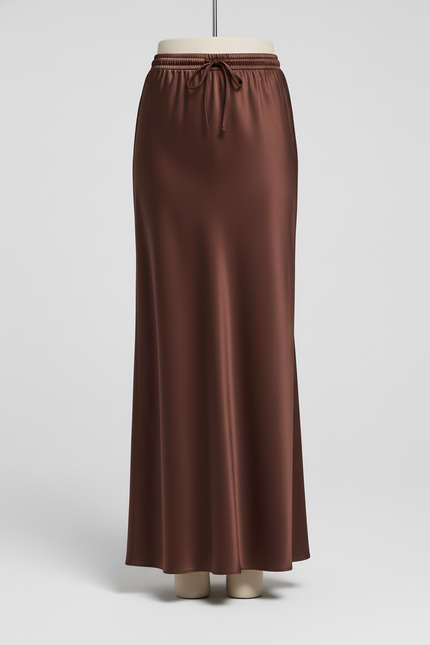 Jupe Satin Marron Chocolat
