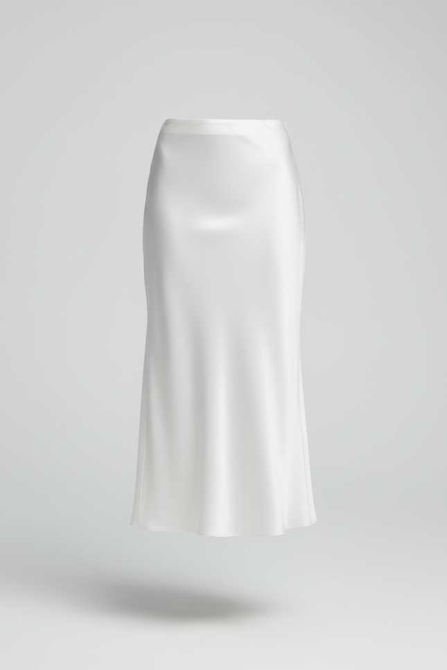 Jupe Satin Longue Blanche Fluide Élégante
