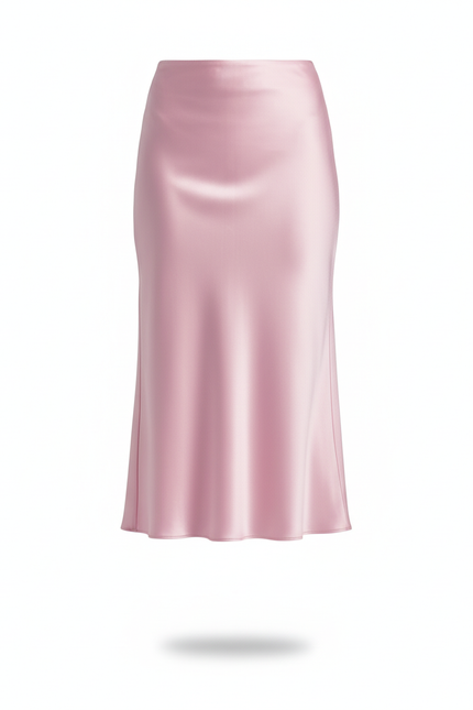 Jupe Satin Rose Fluide Élégante Féminine