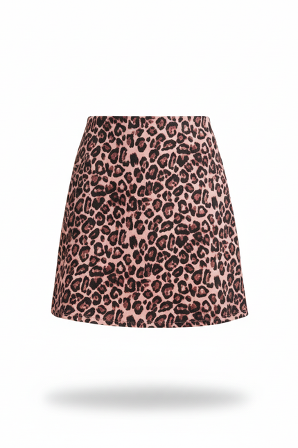 Jupe Léopard Courte En Satin De Soie