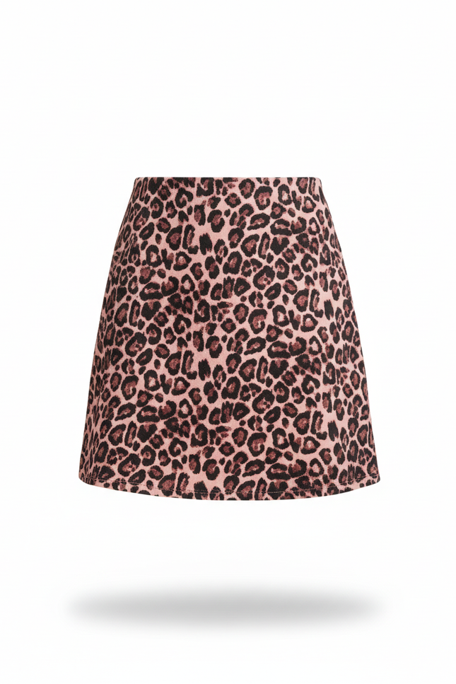 Jupe Léopard Courte En Satin De Soie