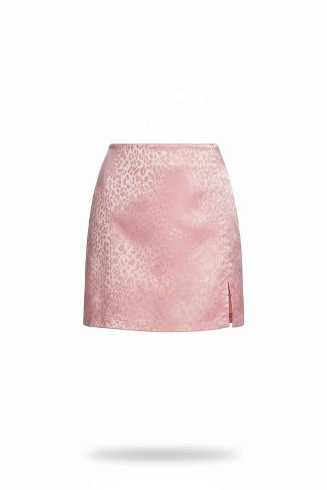 Jupe Satin Rose Léopard Tendance