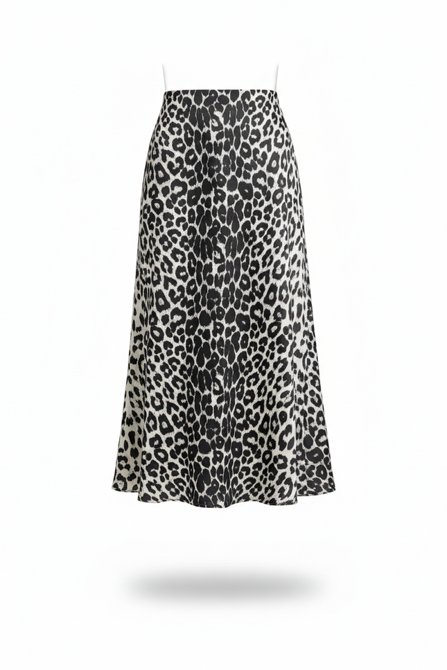 Jupe Satin Imprimé Léopard Élégante Tendance