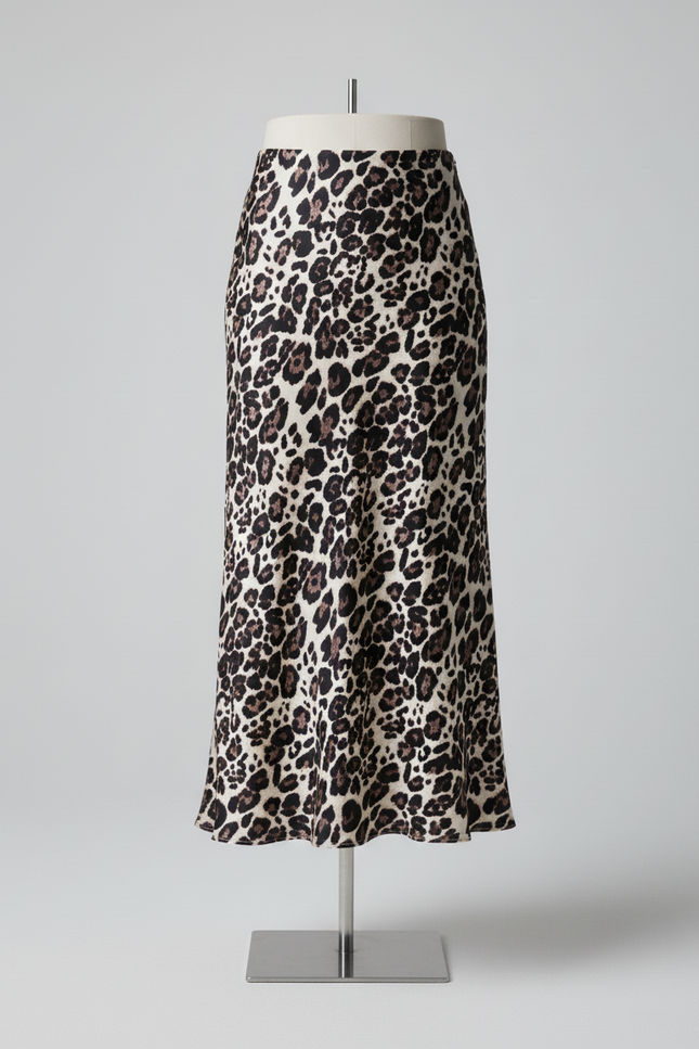 Jupe Satin Léopard Fluide Élégante Glamour