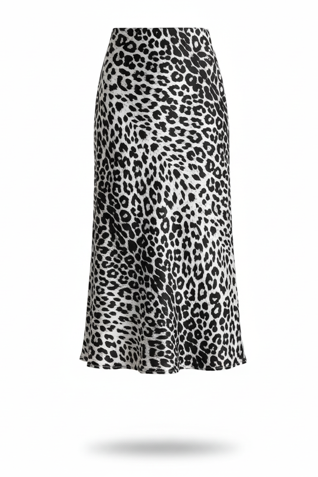 Jupe Satin Léopard Fluide Élégante Sophistiquée