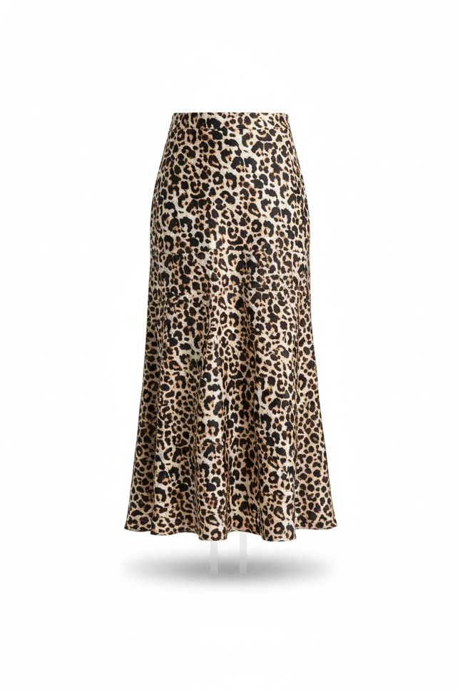Jupe Satin Léopard Fluide