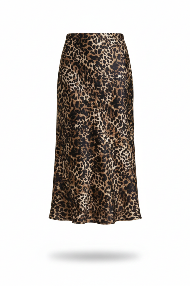 Jupe Satin Léopard Fluide Moderne