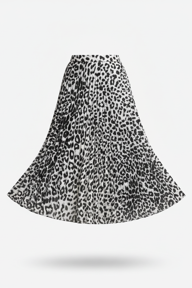 Jupe Plissée Satin Léopard