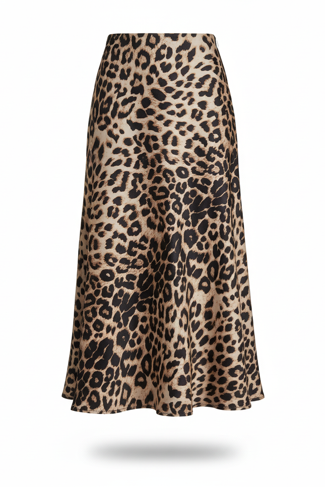 Jupe Satin Imprimé Léopard Chic