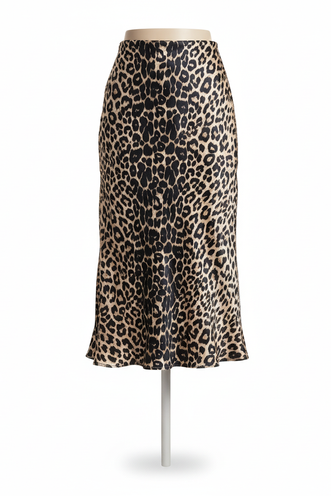 Jupe Satin Imprimé Léopard Fluide Originale