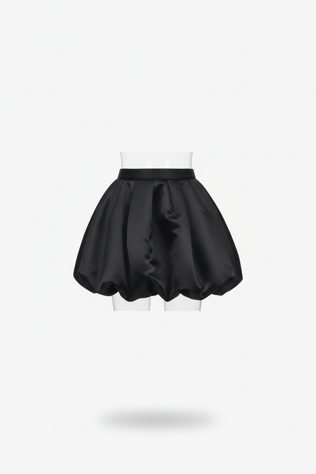 Jupe Satin Noire Bouffante Chic