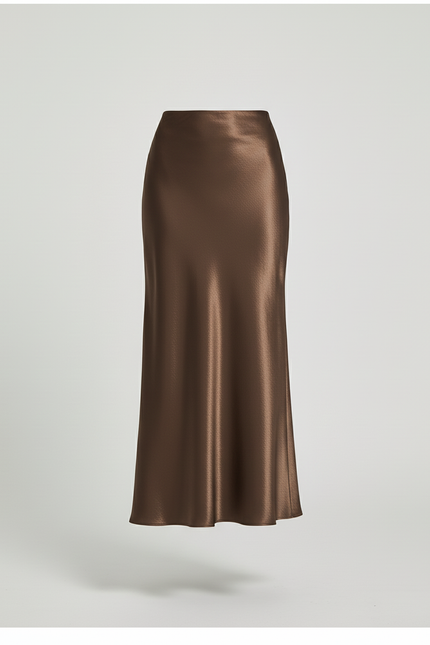 Jupe Longue Satin Chocolat
