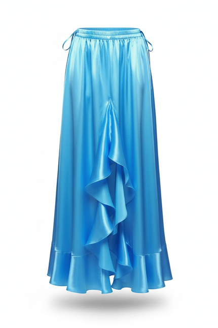 Jupe Portefeuille Satin Bleue