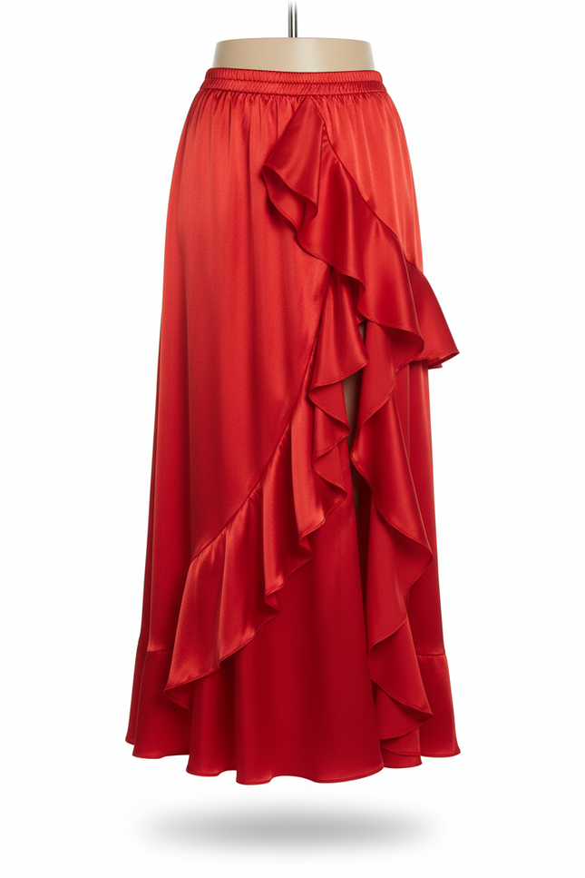 Jupe En Satin Rouge Danse