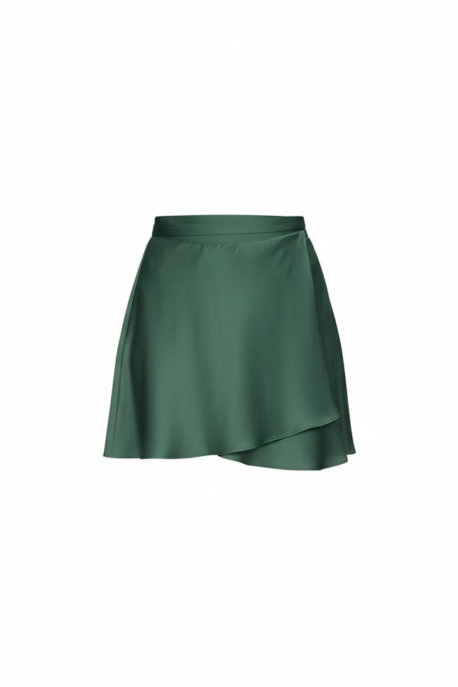 Jupe Satin Verte Asymétrique Fluide