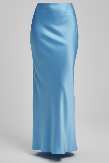 Jupe Satin Bleue Ciel Fluide Élégante