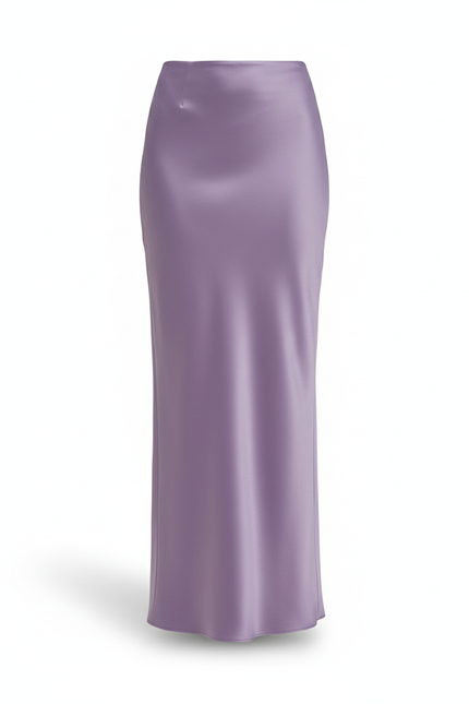 Jupe Satin Lavande Longue Élégante