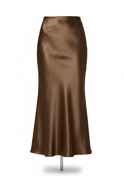 Jupe Satin Sirène Marron Élégante