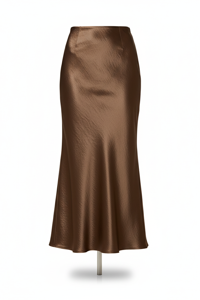 Jupe Satin Sirène Marron Élégante