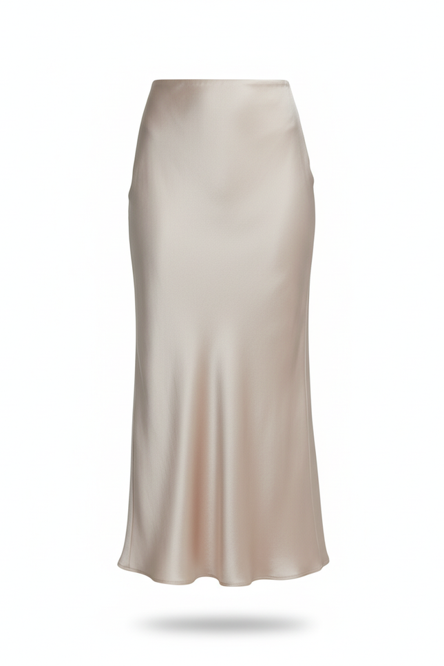 Jupe Satin Champagne Longue Fluide