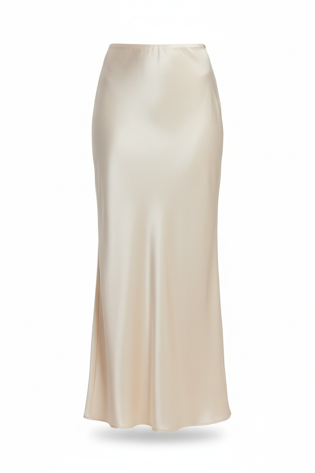 Jupe Satin Crème Fluide Chic