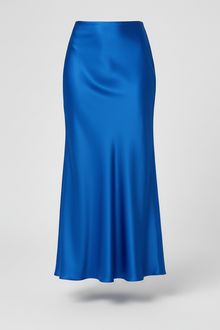 Jupe Satin Bleue Coupe Sirène Chic