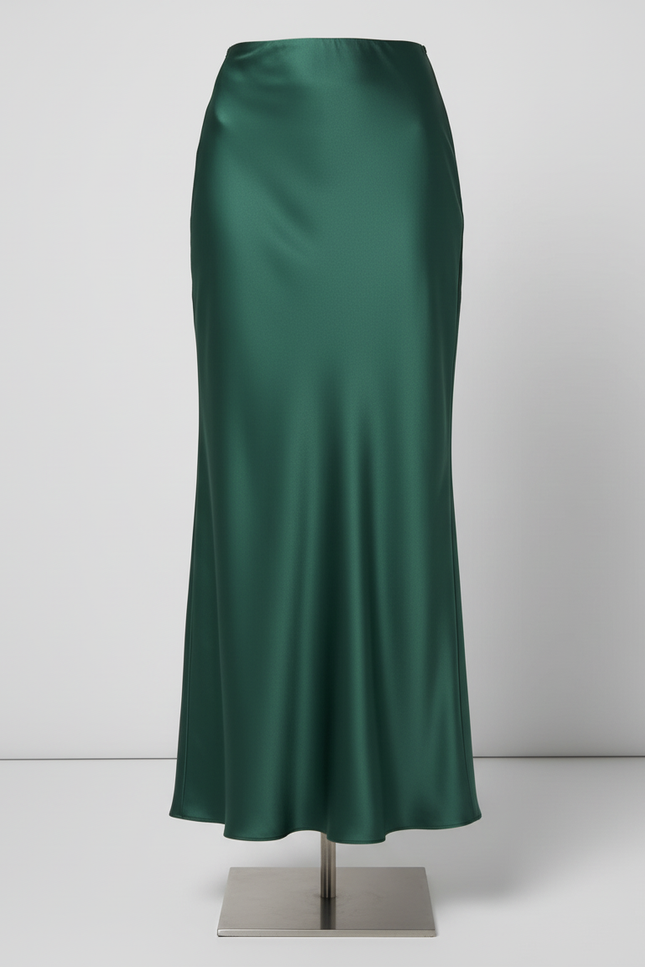 Jupe Satin Vert Émeraude Fluide Élégante