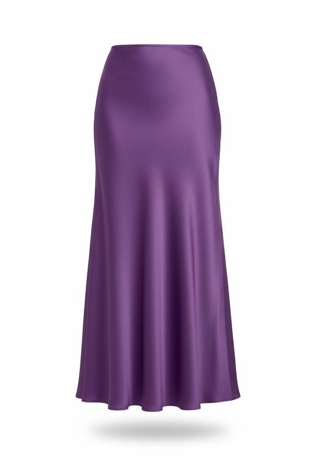 Jupe Satin Violette Fluide