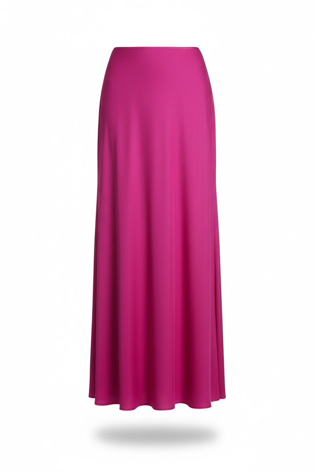 Jupe Satin Fuchsia Fendue Chic