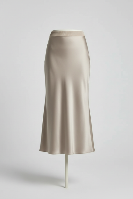 Jupe Satin Champagne Brillante Élégante