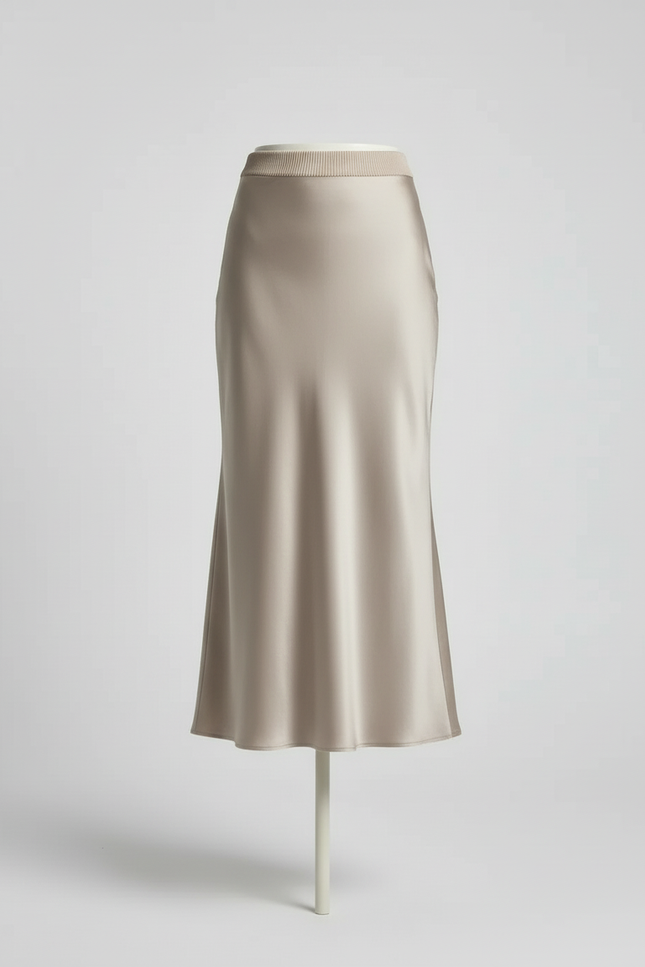 Jupe Satin Champagne Brillante Élégante