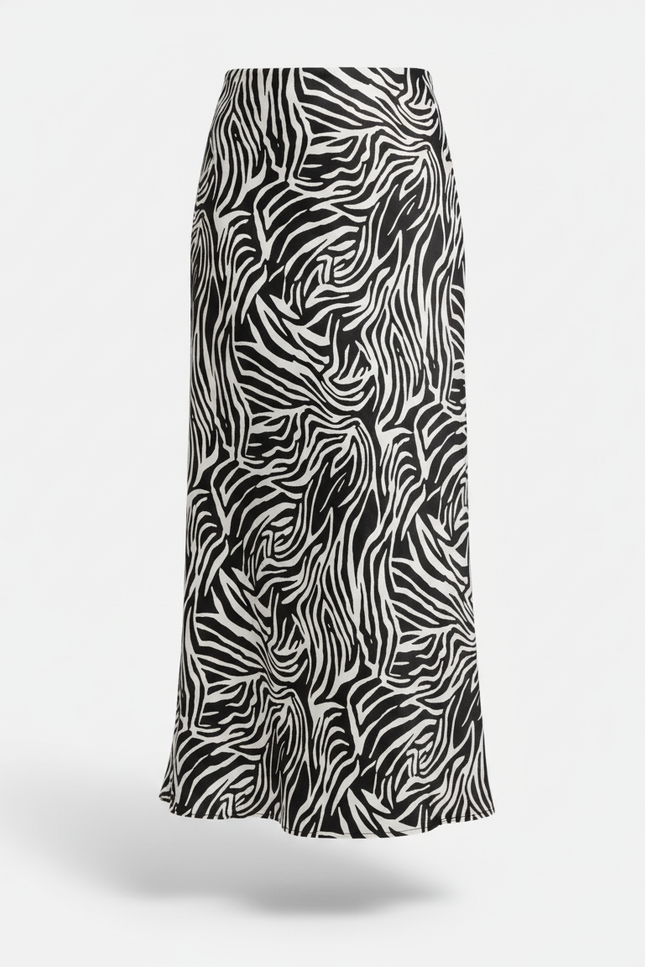 Jupe Satin Zèbre Fluide Élégante