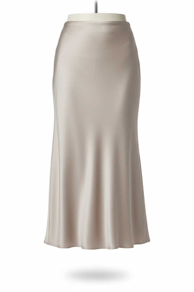 Jupe Satin Champagne Fluide Élégante