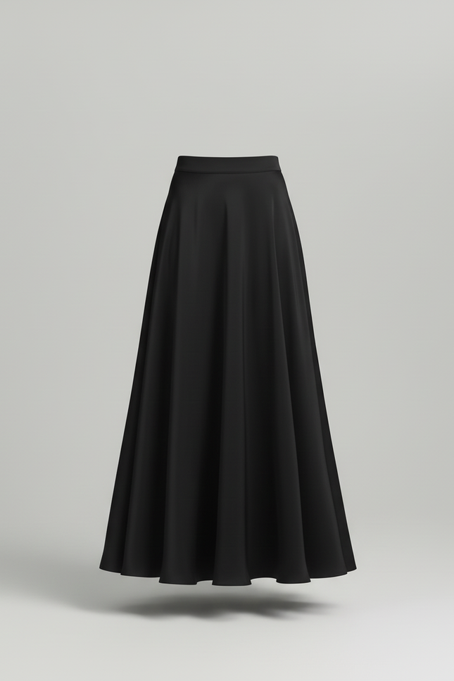 Jupe Satin Noir Fluide Élégante Moderne