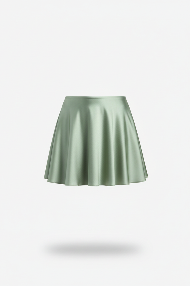 Jupe Satin Vert Menthe Brillante Évasée Élégante