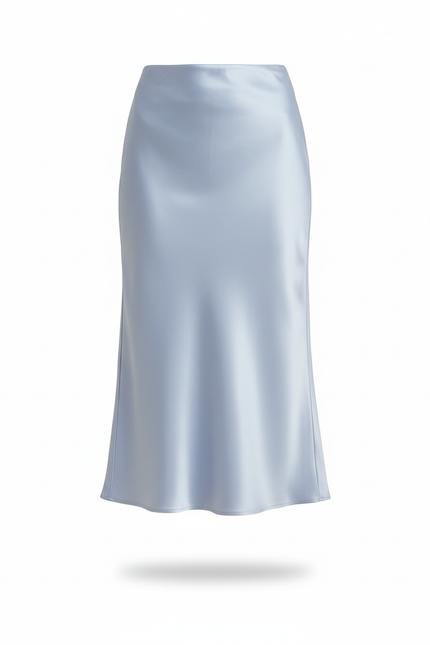Jupe Satin Taille Elastique Droite