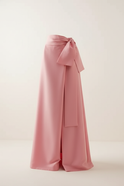 Jupe Satin Rose Fendue Élégante