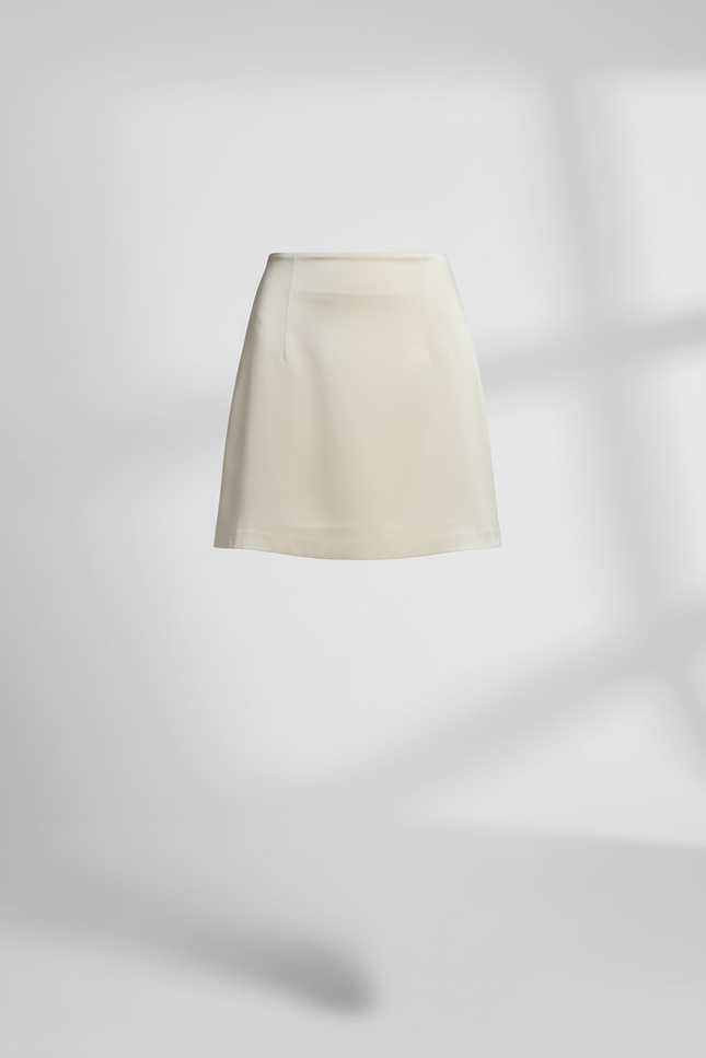 Jupe Satin Crème Mini Fluide