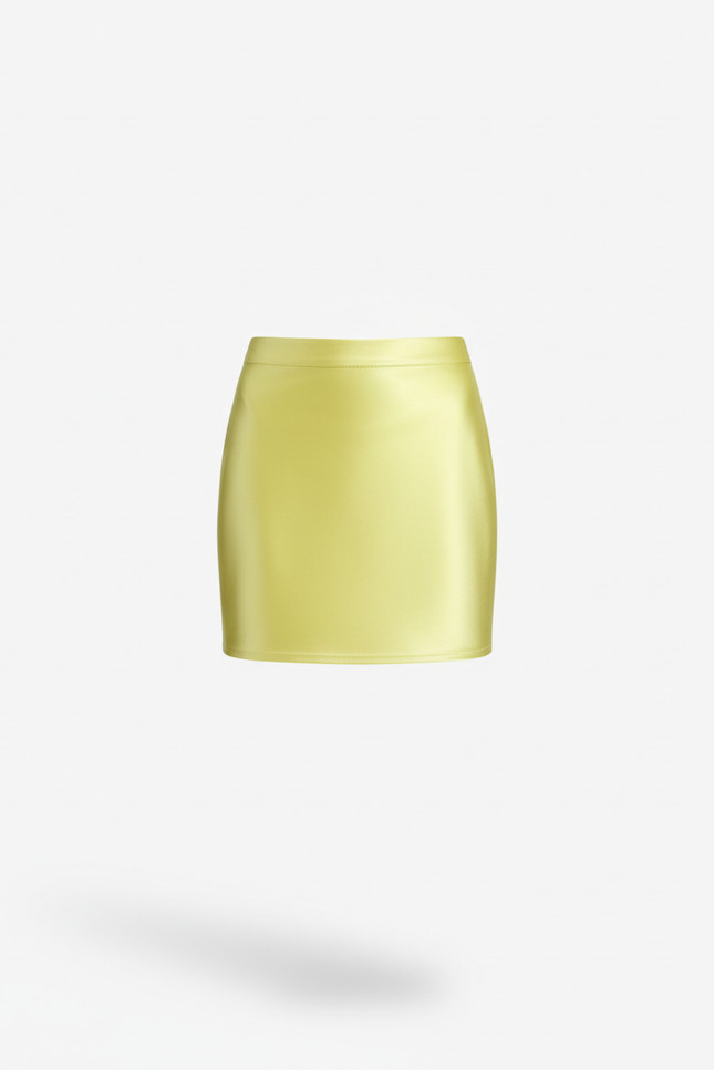 Jupe Satin Jaune Mini Chic