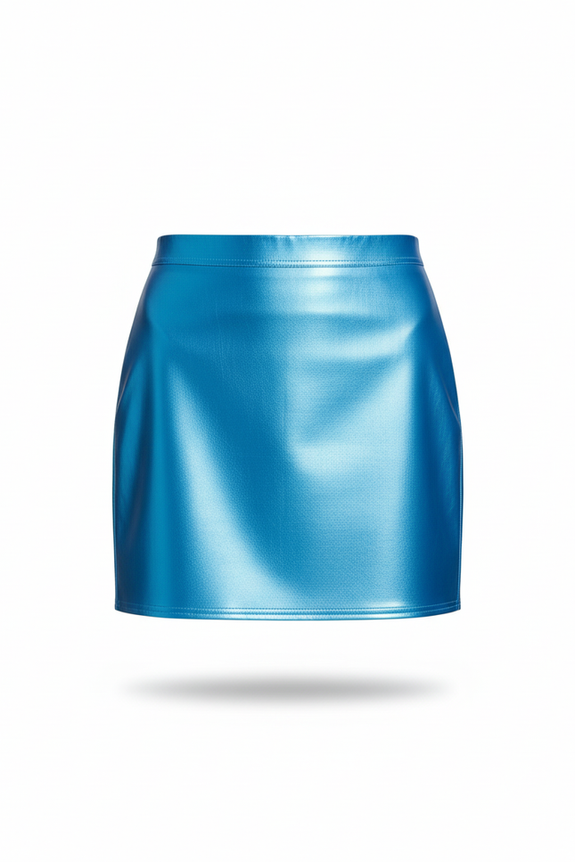 Jupe Satin Bleu Brillant Mini Chic