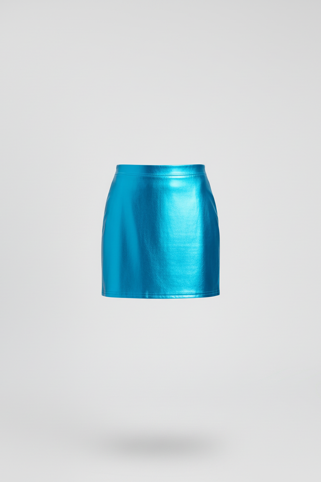 Jupe Satin Bleue Brillante Mini