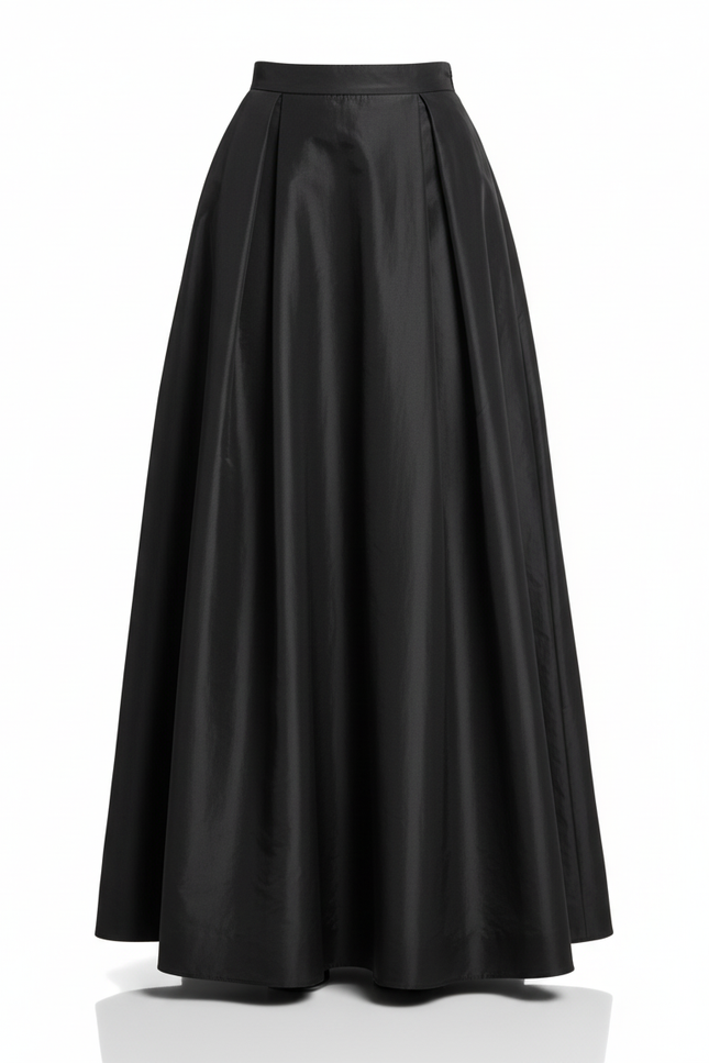 Jupe Satin Noir Plissée Élégante