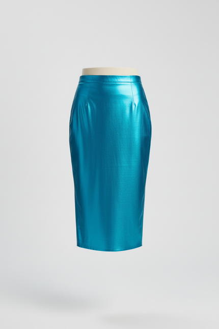 Jupe Satin Bleu Brillant Chic