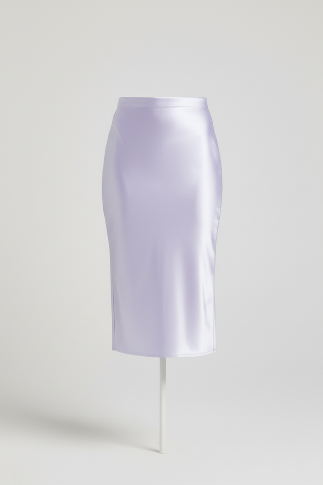 Jupe Satin Lilas Fluide Élégante Romantique