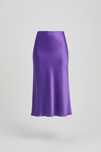 Jupe Satin Violette Fluide Élégante Mystérieuse